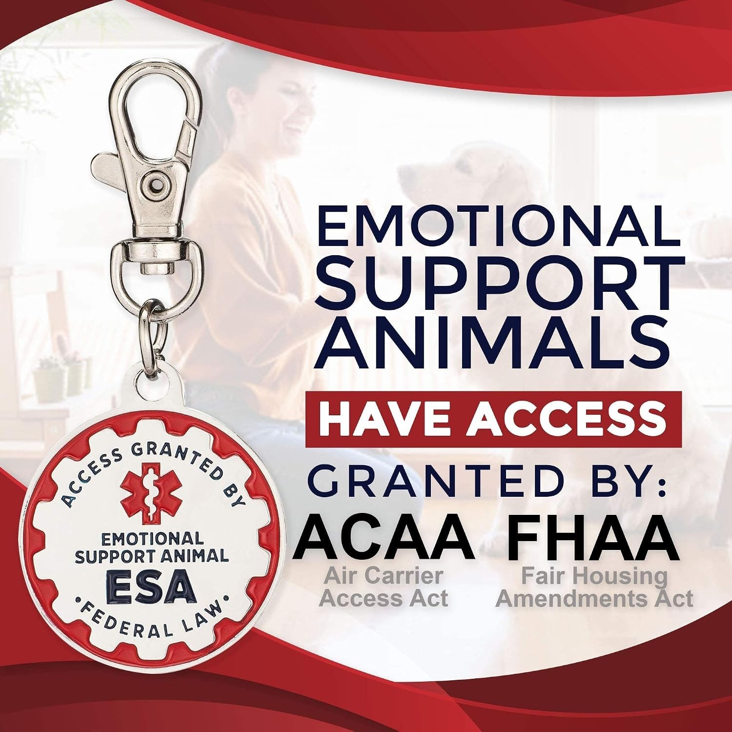 Stainless Steel Emotional Support Dog Tags, 1.25-Inch, Double-Sided