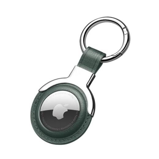 Compatible with AirTag Case Airtag Keyring Leather Protective Case Green