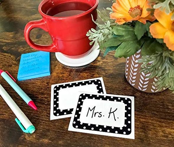 Black Polka Dots Name Tags (TCR5538)