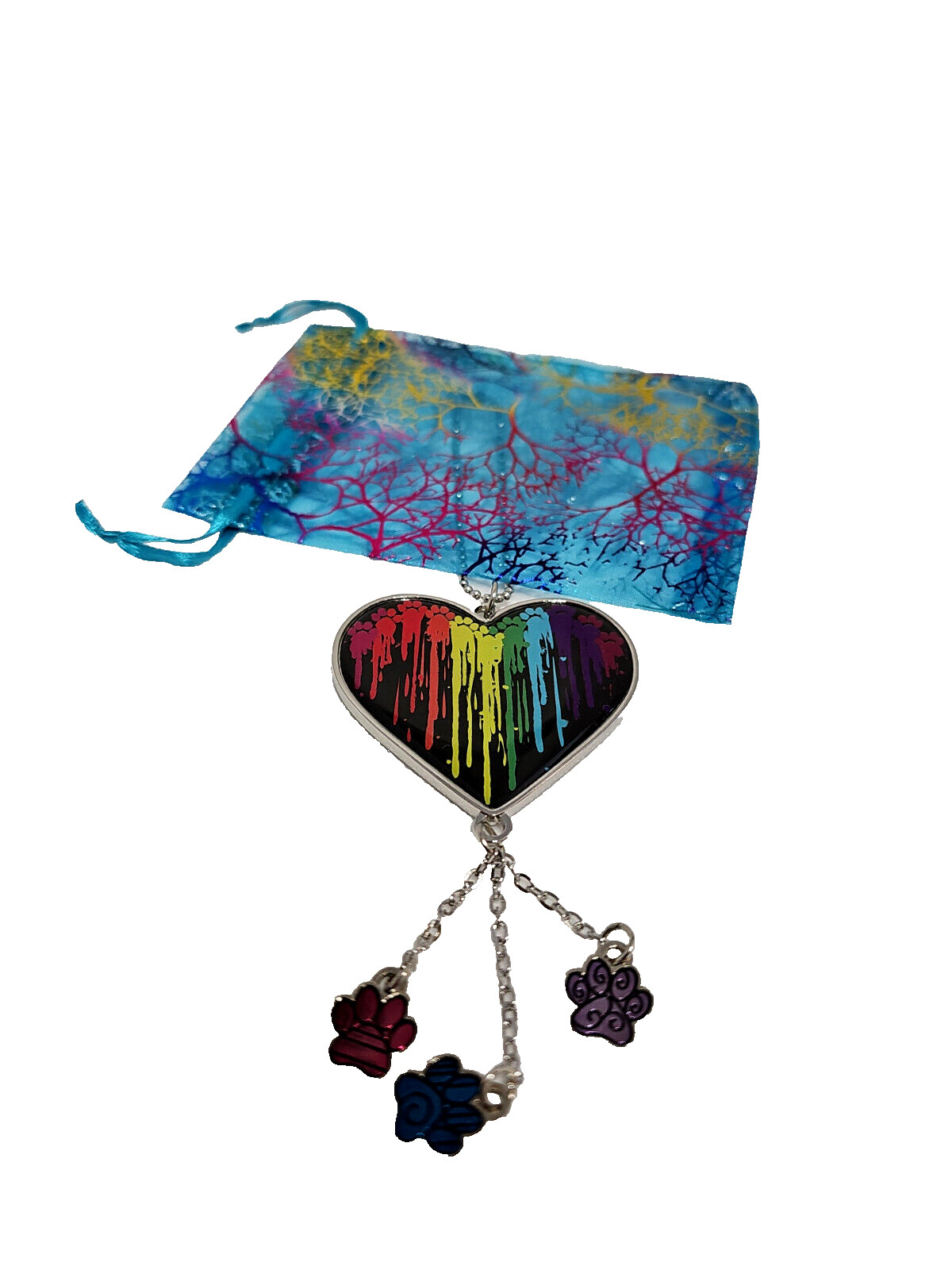 Paws Heart Double-Sided Car Charm Multi-Colored Dog or Cat by GREATERGOOD