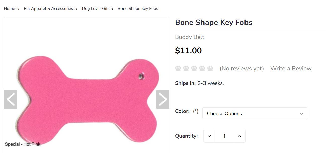 Buddy Belt Gold Nugget Bone Shaped Key Fob DS255B4TF983