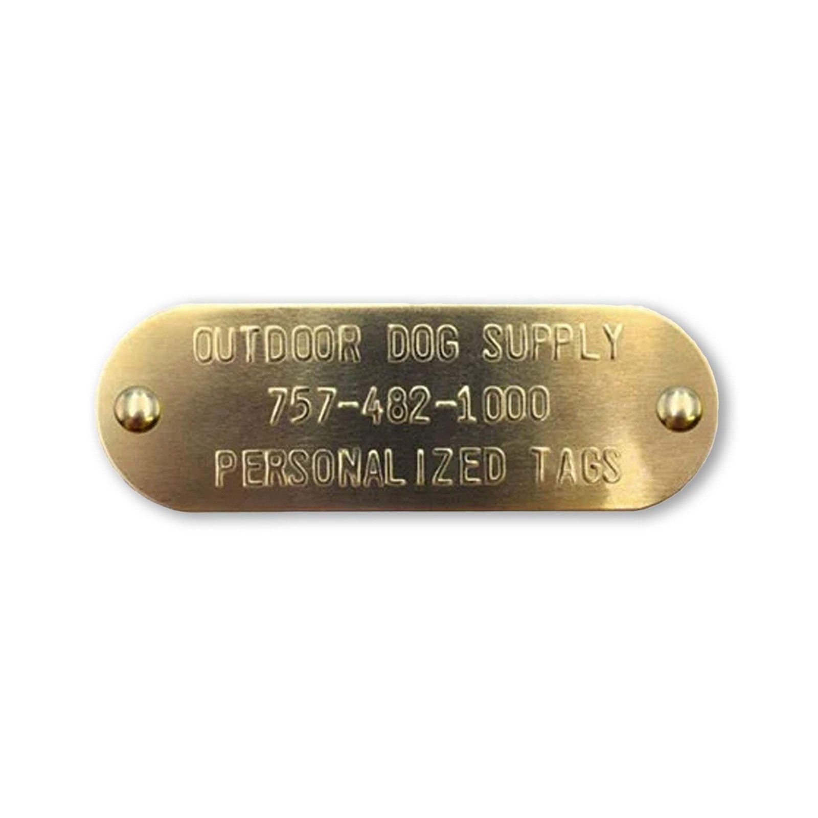 Large Custom Brass Name Plate Engraved Stamped Tag with Rivets for Dog Collars