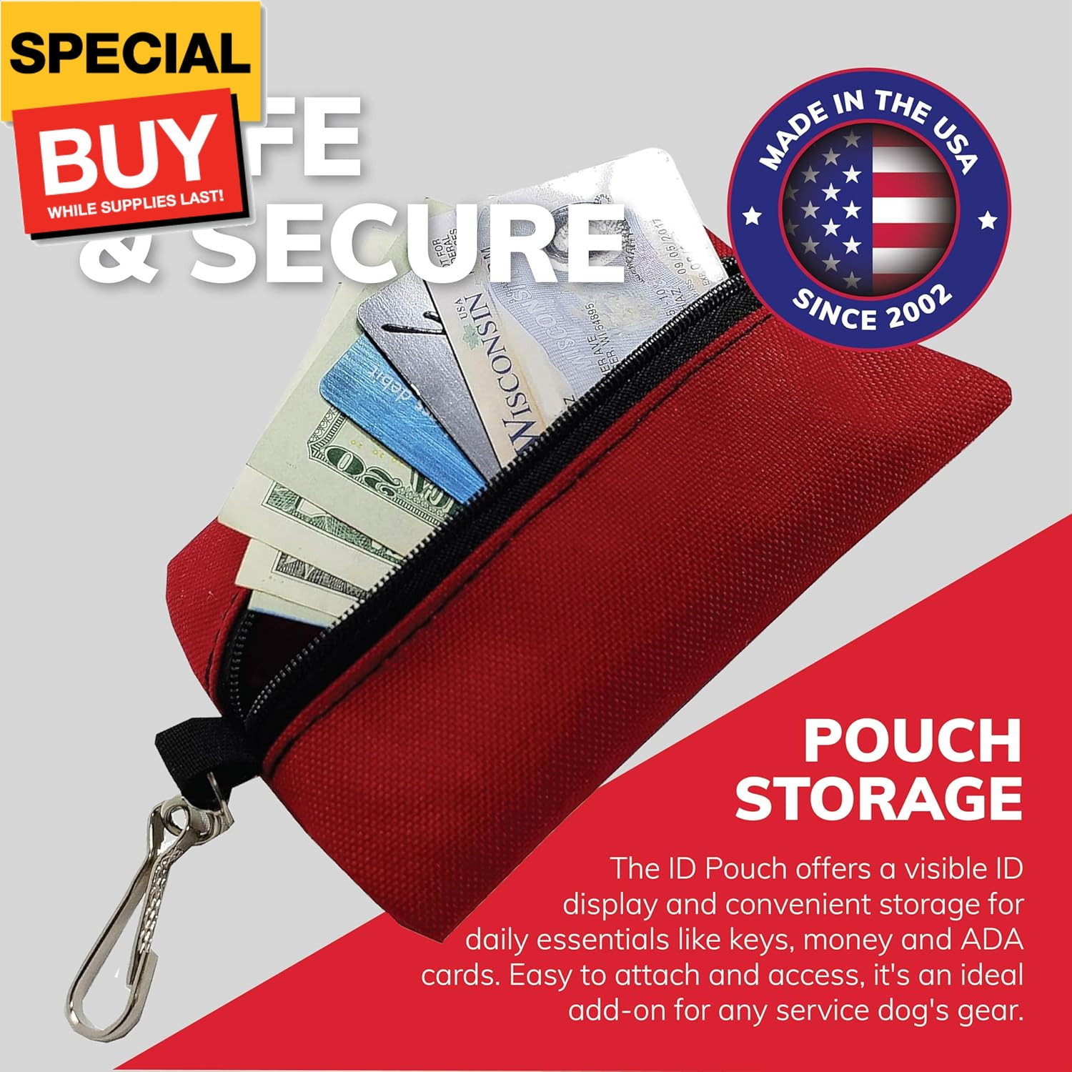 ActiveDogs Service Dog ID Card Pouch – Clip On Identification Badge Display Tag