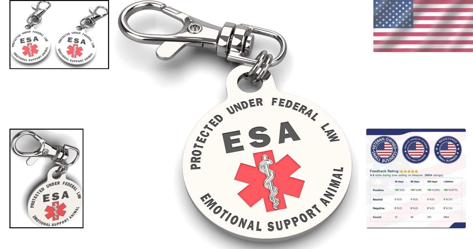 Durable Personalized ESA Tag – Eye-Catching Red Service Dog ID for Medium Breeds