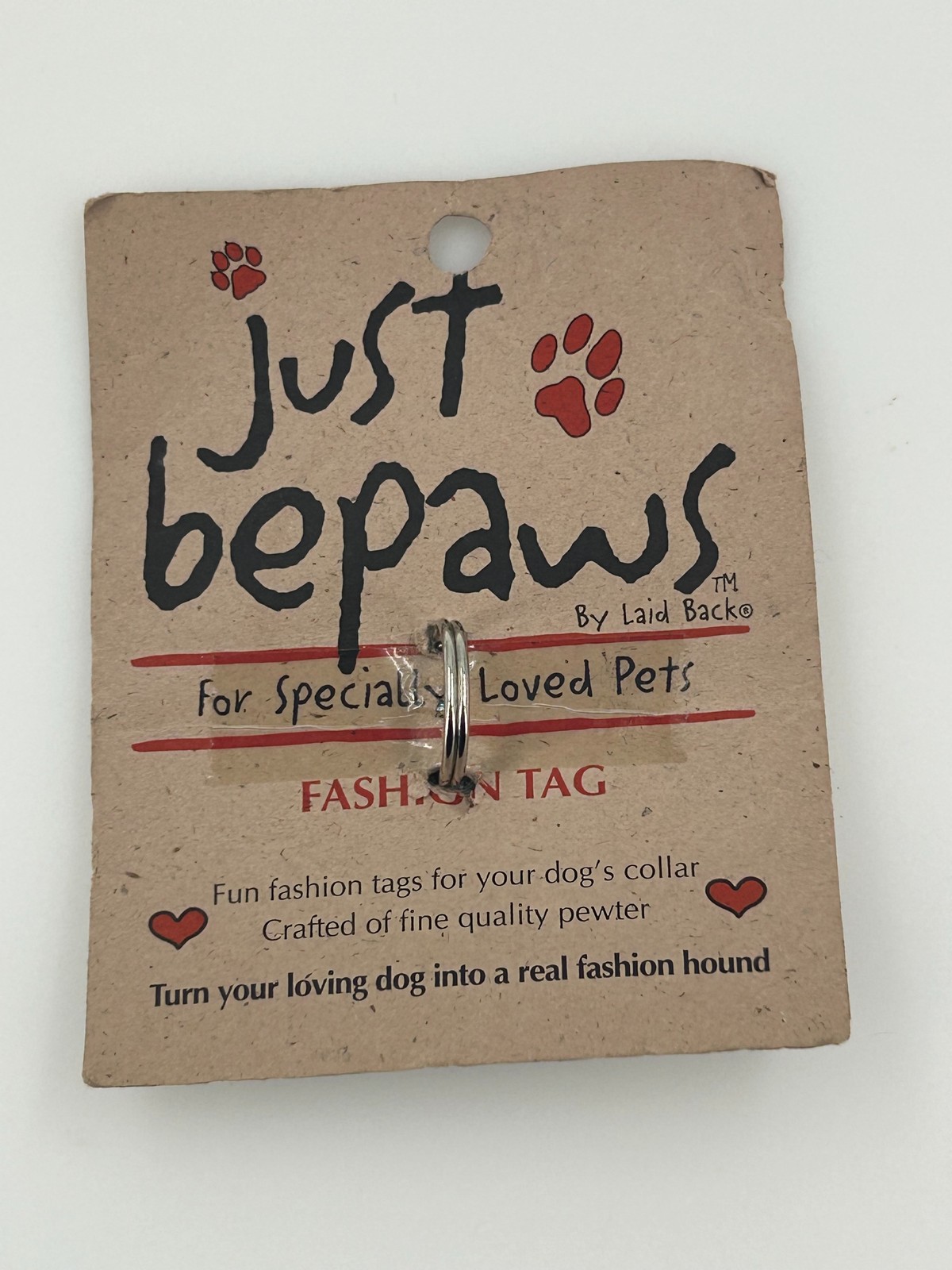 Just Bepaws Killer Pewter Dog ID Tag Charm Heart Cutout by Laid Back
