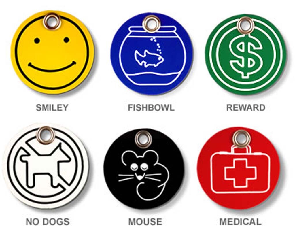 ROUND PLASTIC Pet Dog Cat Identification Name Tags LOGO Reward Engraved ID Tag
