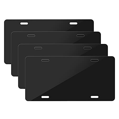 4PCS Blank Metal Automotive License Plate Plates Tag for Custom Black-4pcs