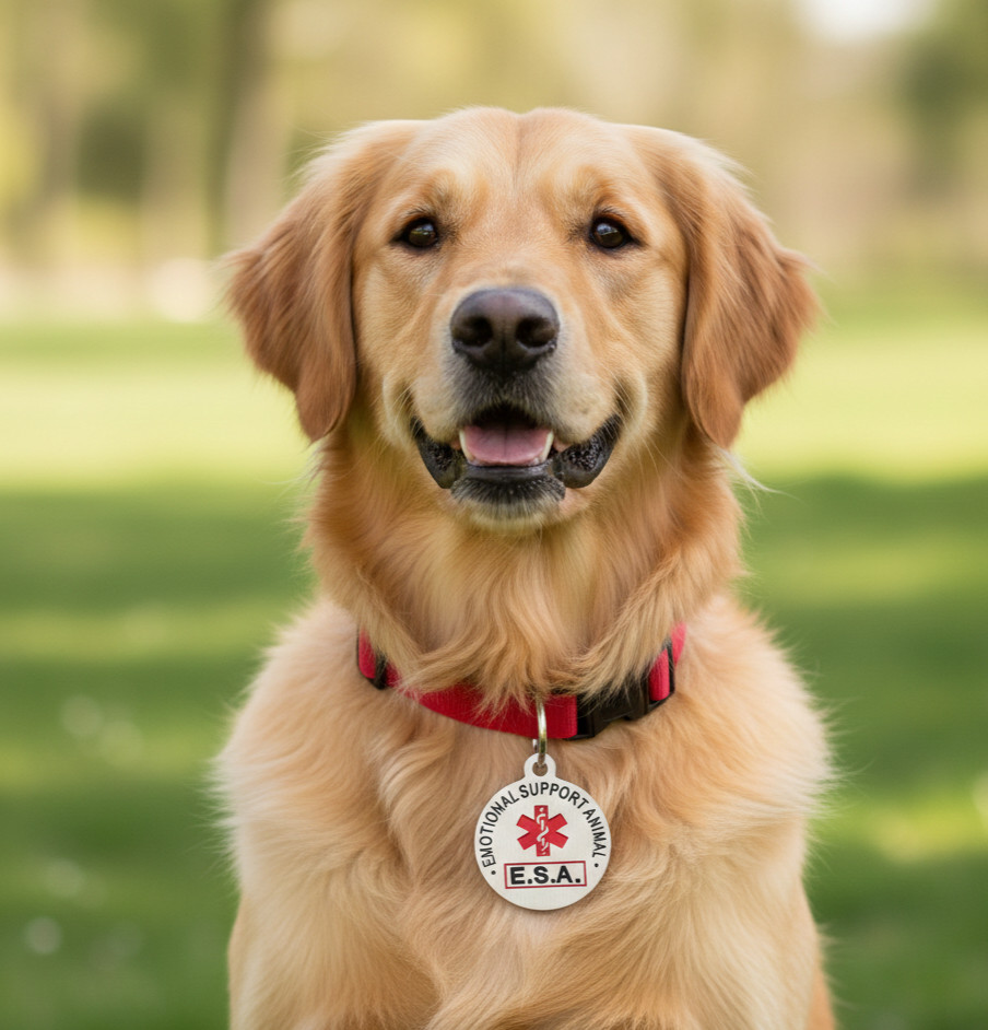 Emotional Support Animal ESA Dog Metal Collar Tag +ADA Cards | ALL ACCESS CANINE
