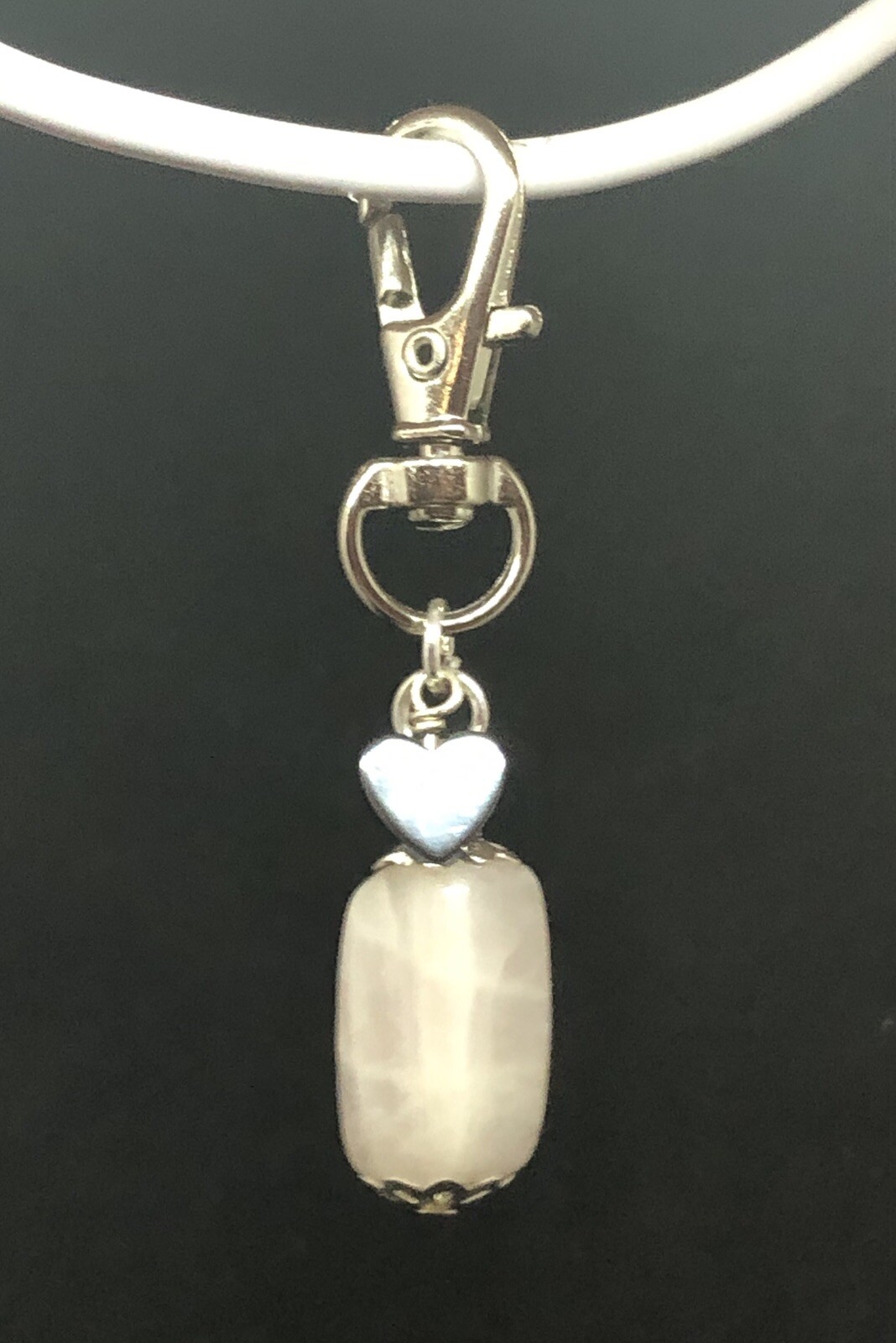 Rose Quartz Healing Pet Charm, Heart Gemstone Collar Charm, Crystal Collar Charm