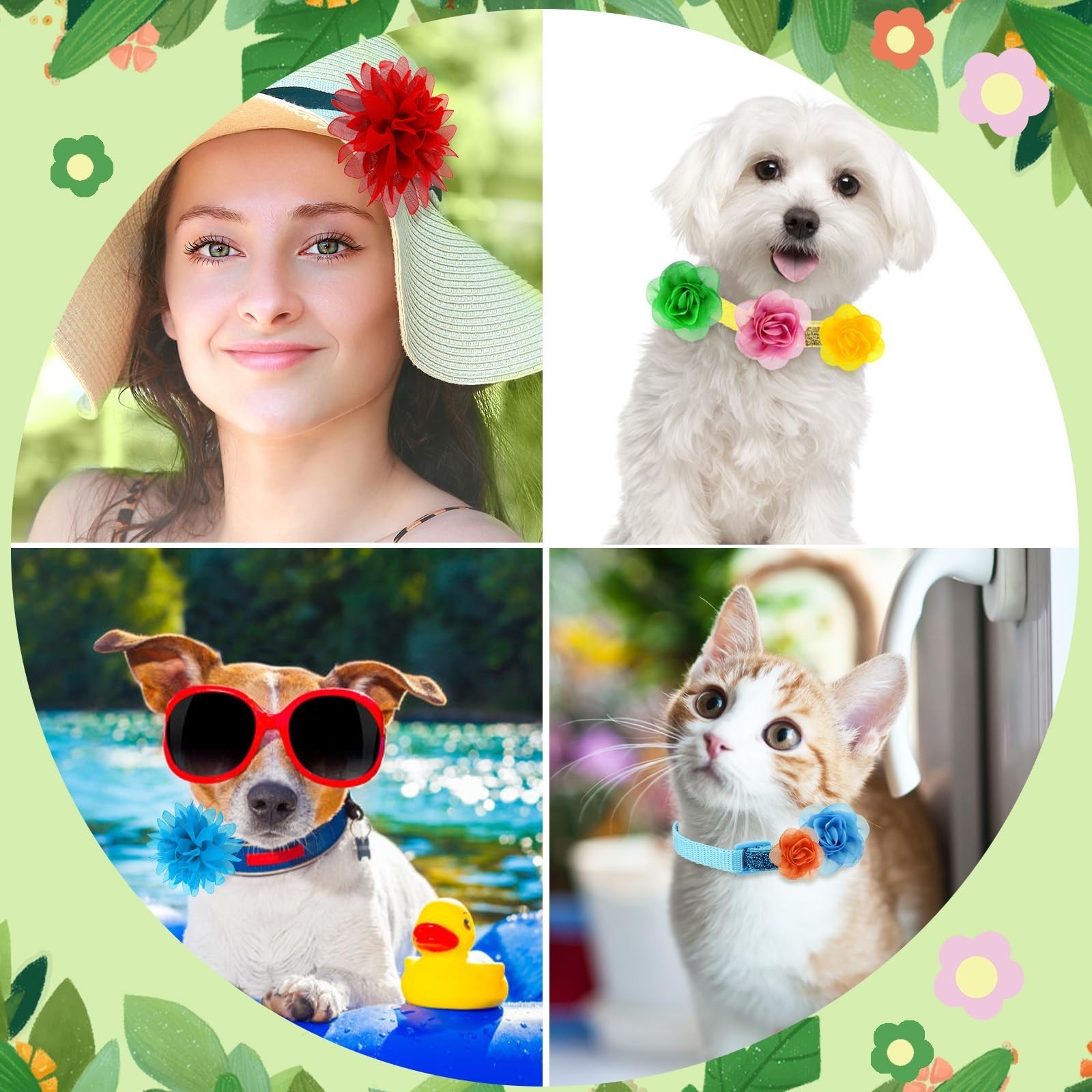 Tondiamo 84 Pcs Dog Collar Flower Bow Accessories Bulk Multi Color Dog Pet Ch…