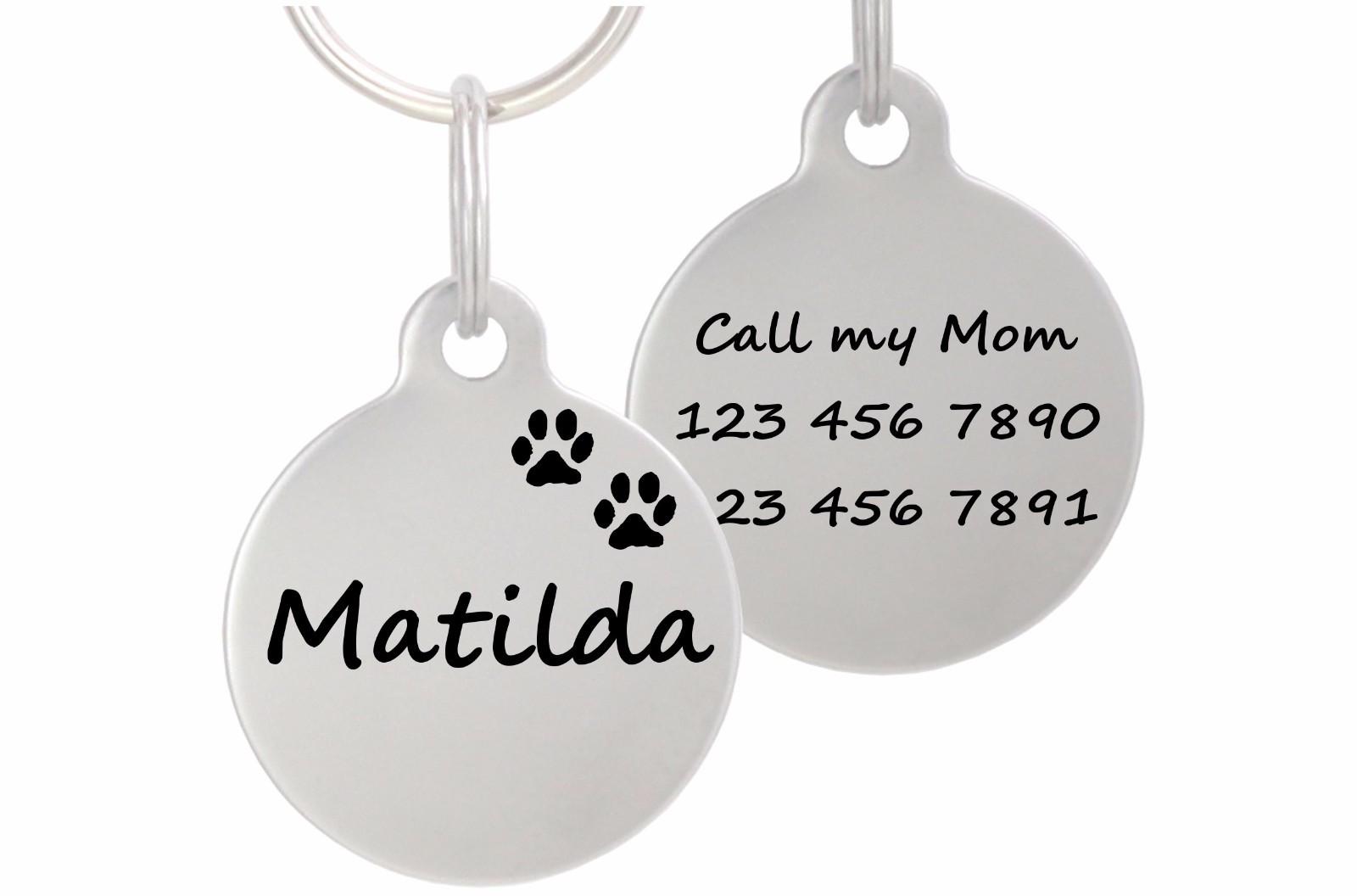 Double Sided Laser Etched Stainless Steel Pet ID Tag for Dog & Cat Tag 1″ Round