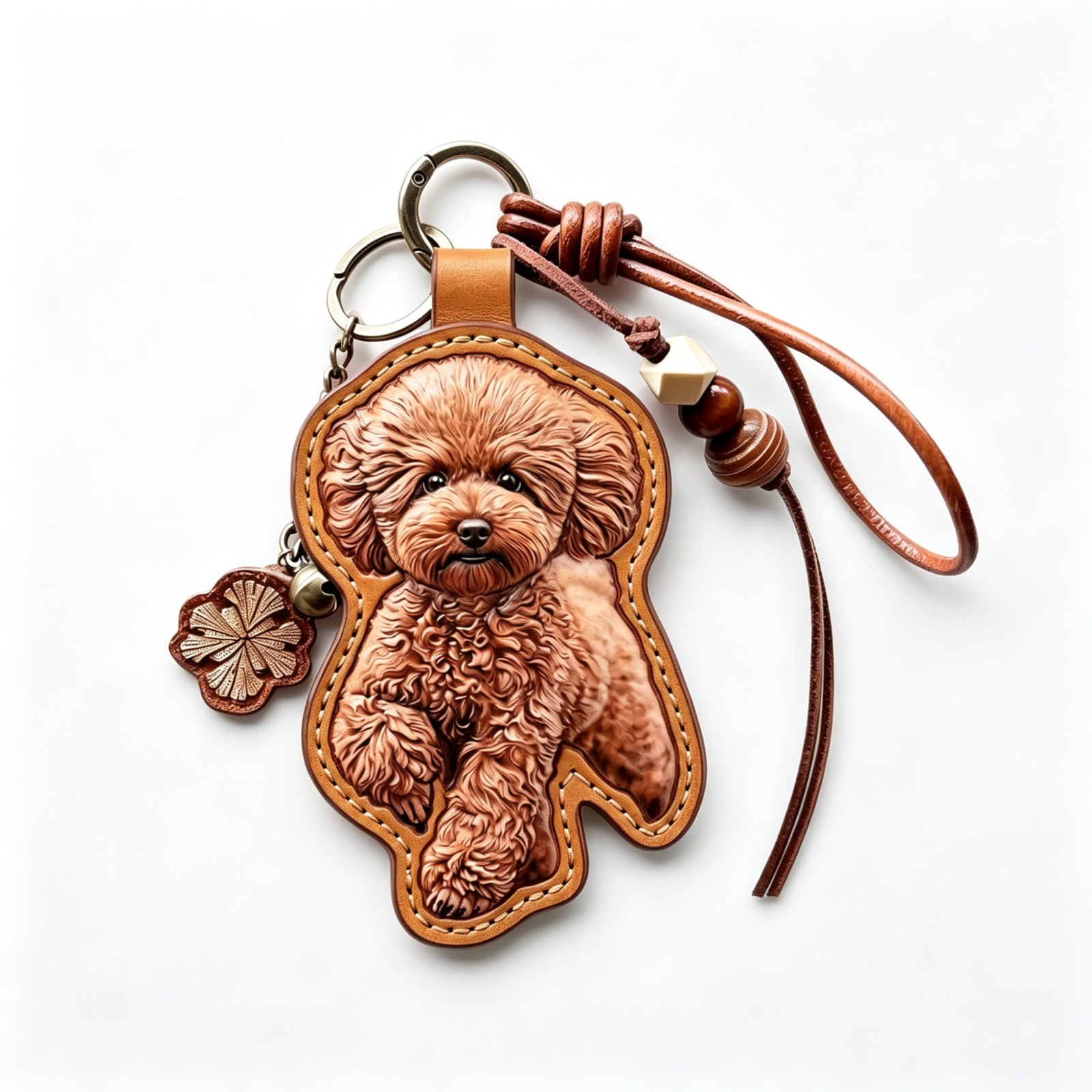 Custom Hand Drawn Pet Portrait Keychain PU Leather Carved Dog Cat Memorial Gift
