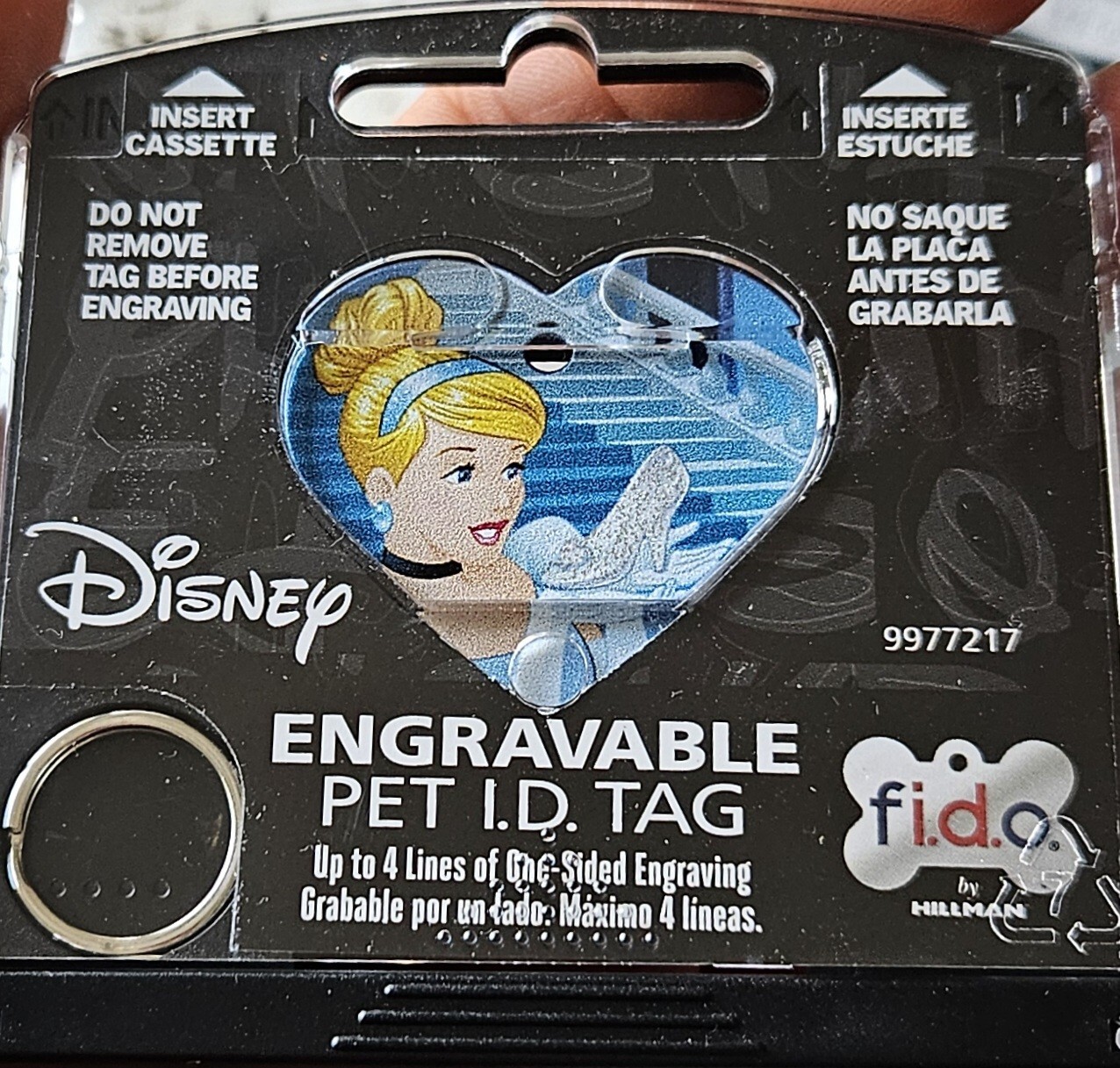 DISNEY ENGRAVABLE PET I.D. TAG HEART SHAPE CINDERELLA PRINCESS fi.do. NWT