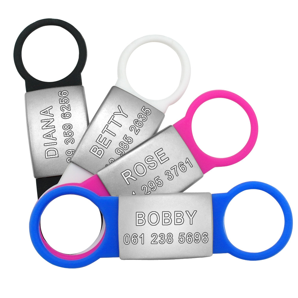 Pet Cat Dog ID Tags Personalized Engraved Name Tag Slide On Collar Tag for Puppy