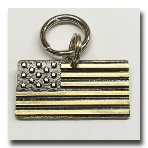 American Flag Pet ID Dog Name Tag Free Engraving Brass Nickel Silver Copper