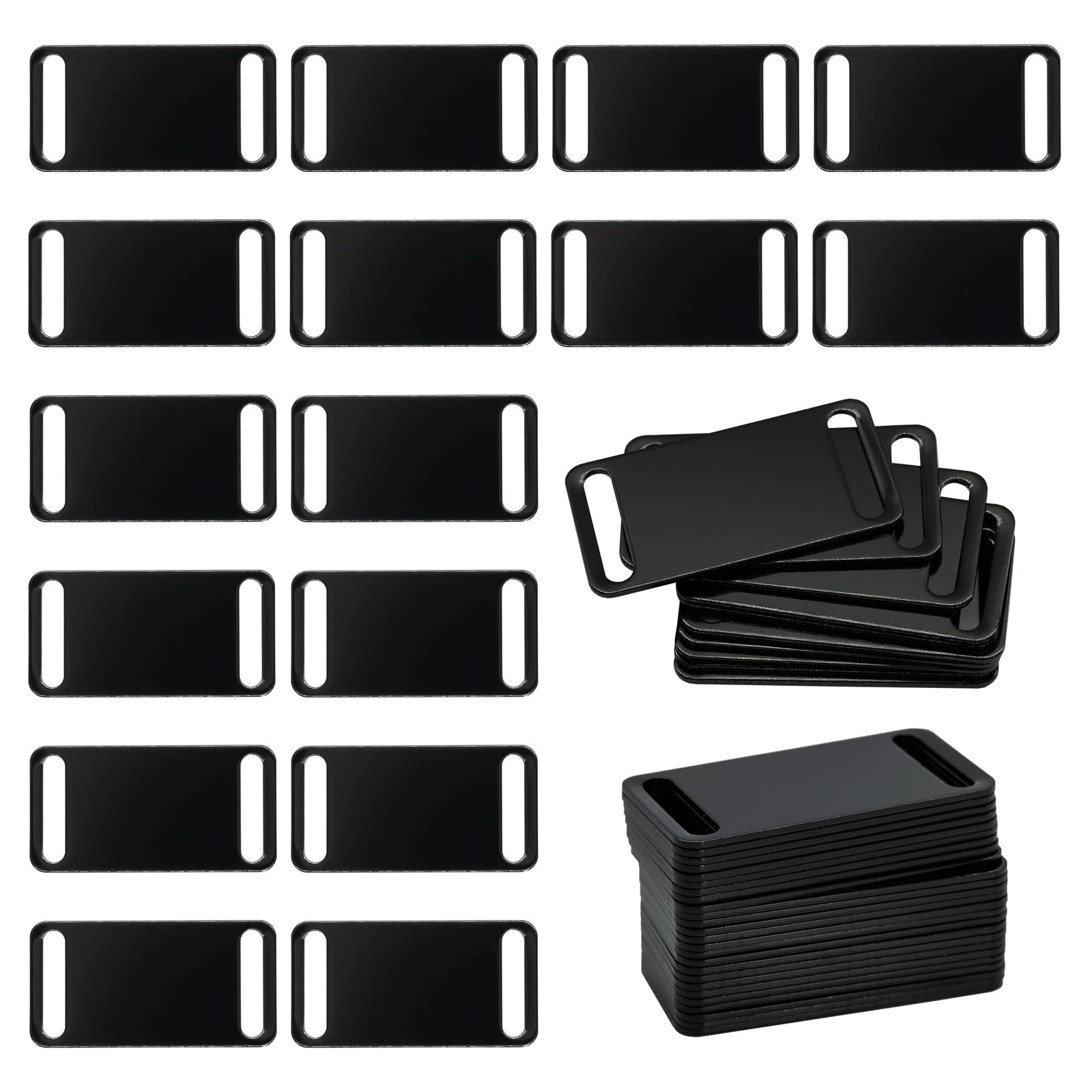 25 PCS Black Aluminum Engraving Blanks Tags Stamping Blank Dog Pet ID Metal