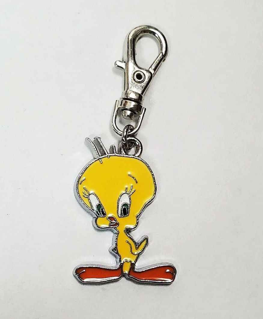 TWEETY BIRD CHARM ZIPPER PULL PURSE WALLET BACKPACK OR DOG CAT COLLAR JEWELRY