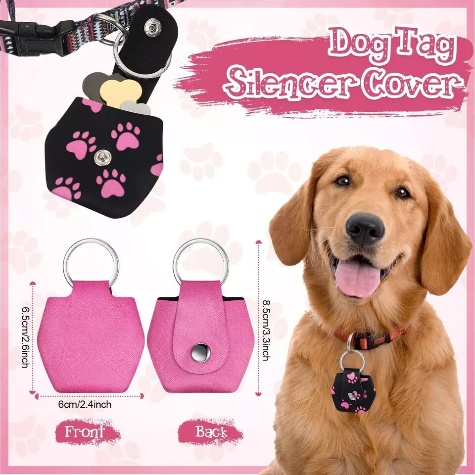 6 Pieces Dog Tag Holder Portable Pet ID Tag Soundless Dog Tag Silencer Bag Cover