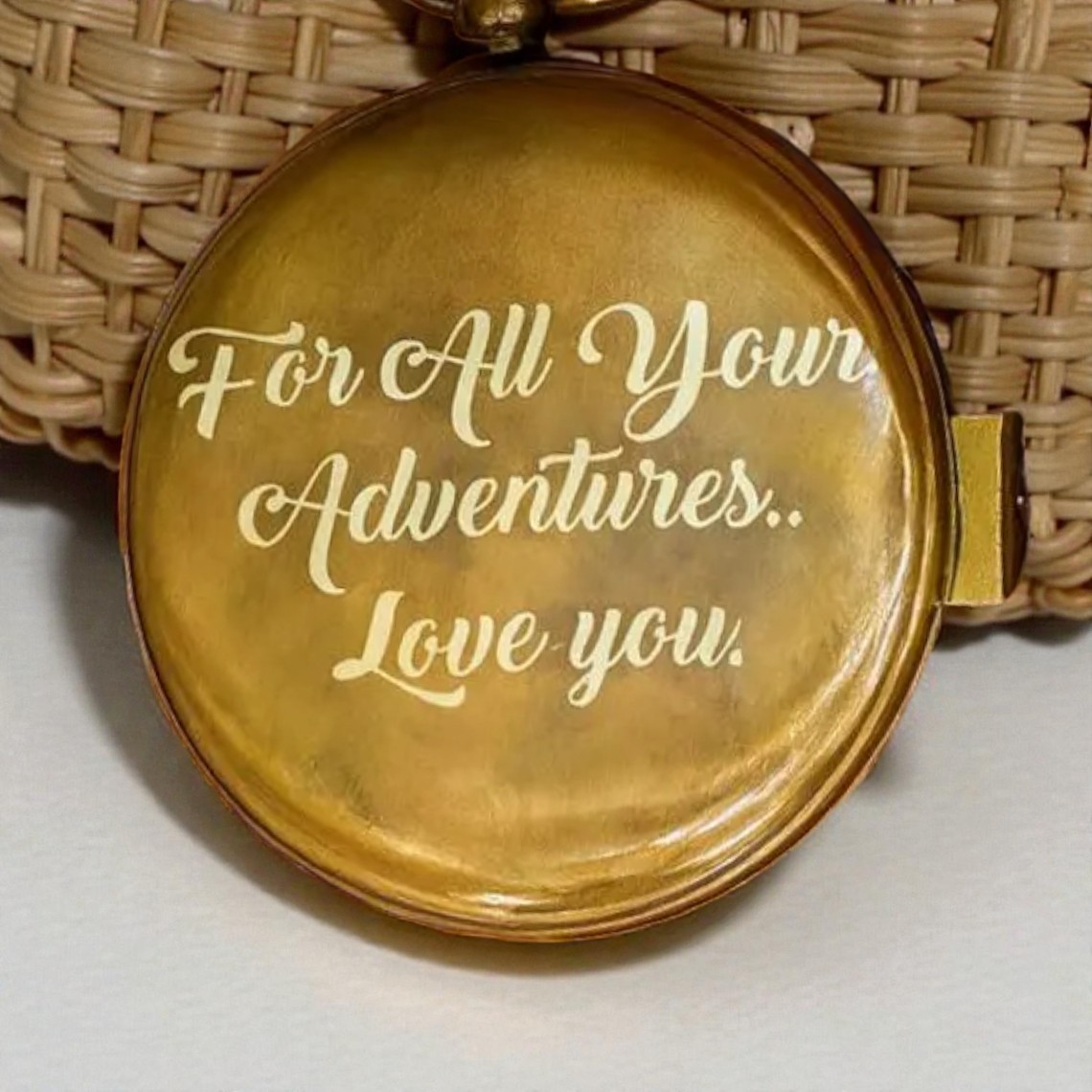 Custom Engraved Brass Compass Personalized Nautical Vintage Gift with case.