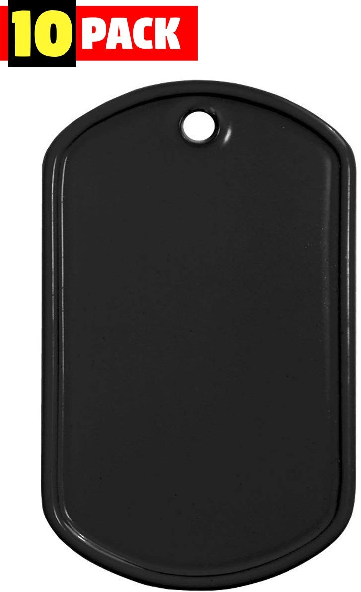 Blank Military Dog Tags Bulk Pack 10 Stainless Steel ID Tags