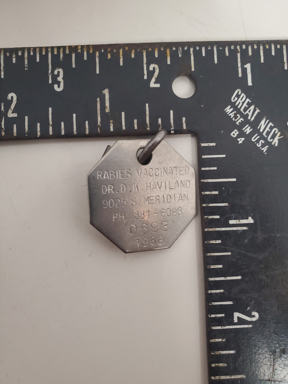 Vintage 1966-67 Indianapolis Dog Rabbie Vaccination Tag – S Meridian