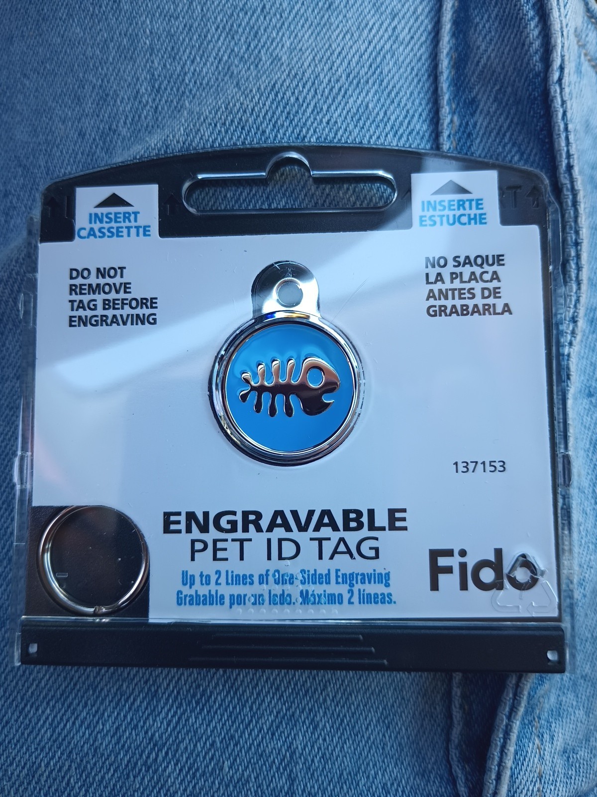Engravable Pet Identification Tag fido 137153 Silver Blue