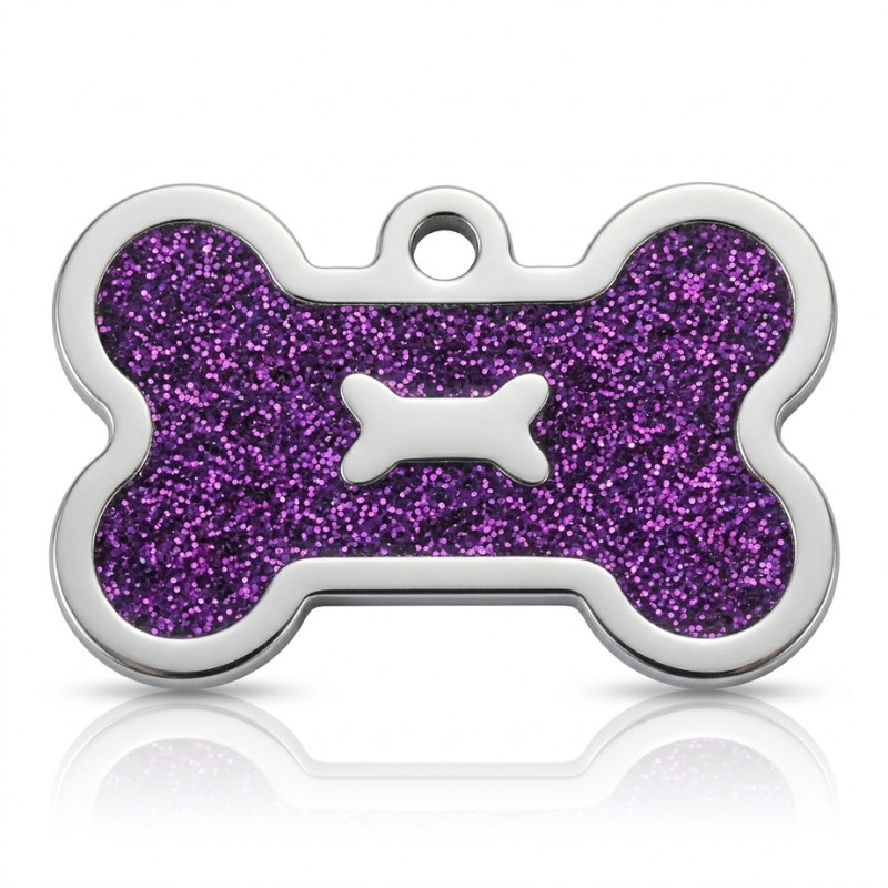 PET ID TAG CUSTOM ENGRAVED PERSONALIZED DOG CAT NAME TAGS Glitter Bone DOG TAG