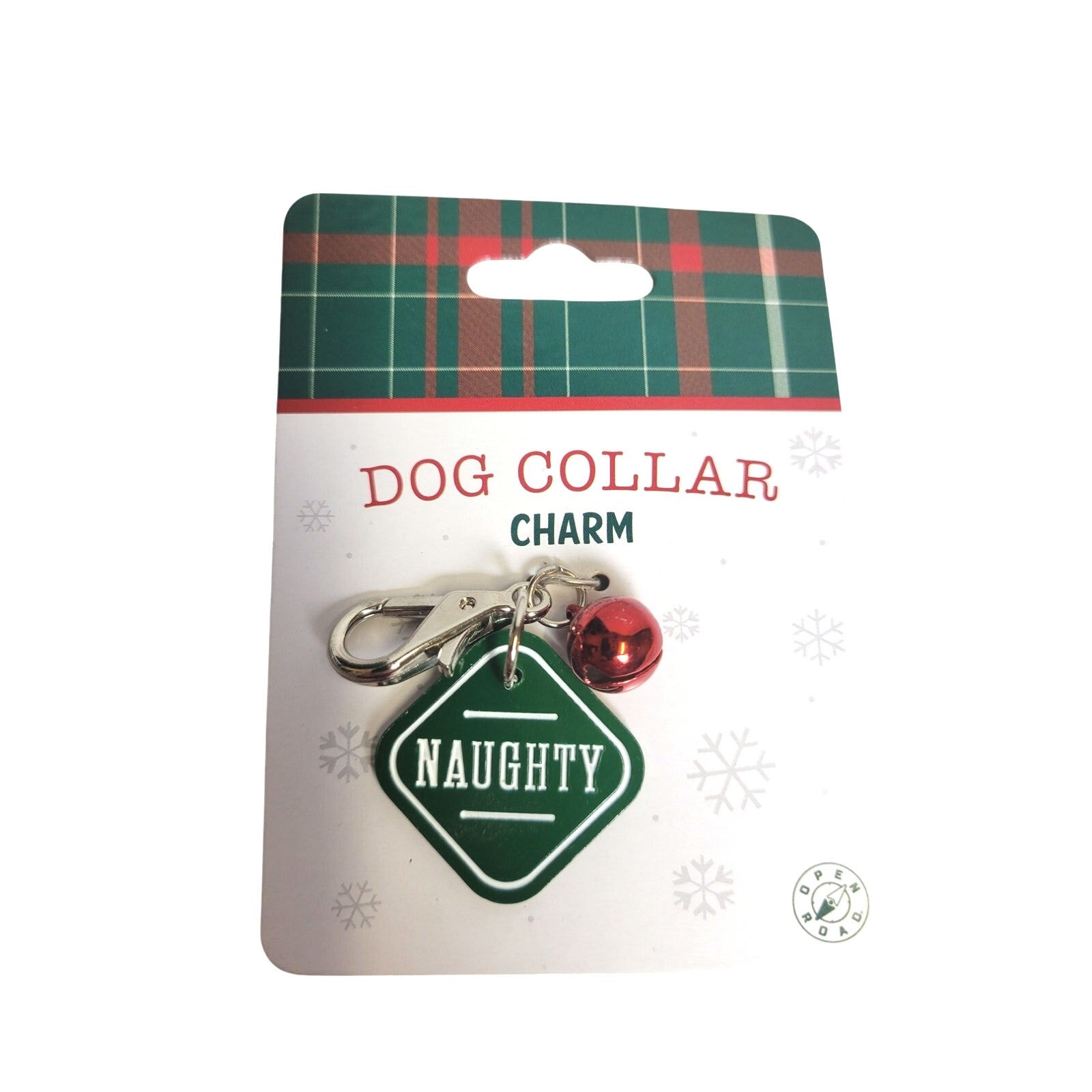 Dog Collar Charm Christmas Naughty or Nice with Bell and Clip Pets Dogs Cats NEW