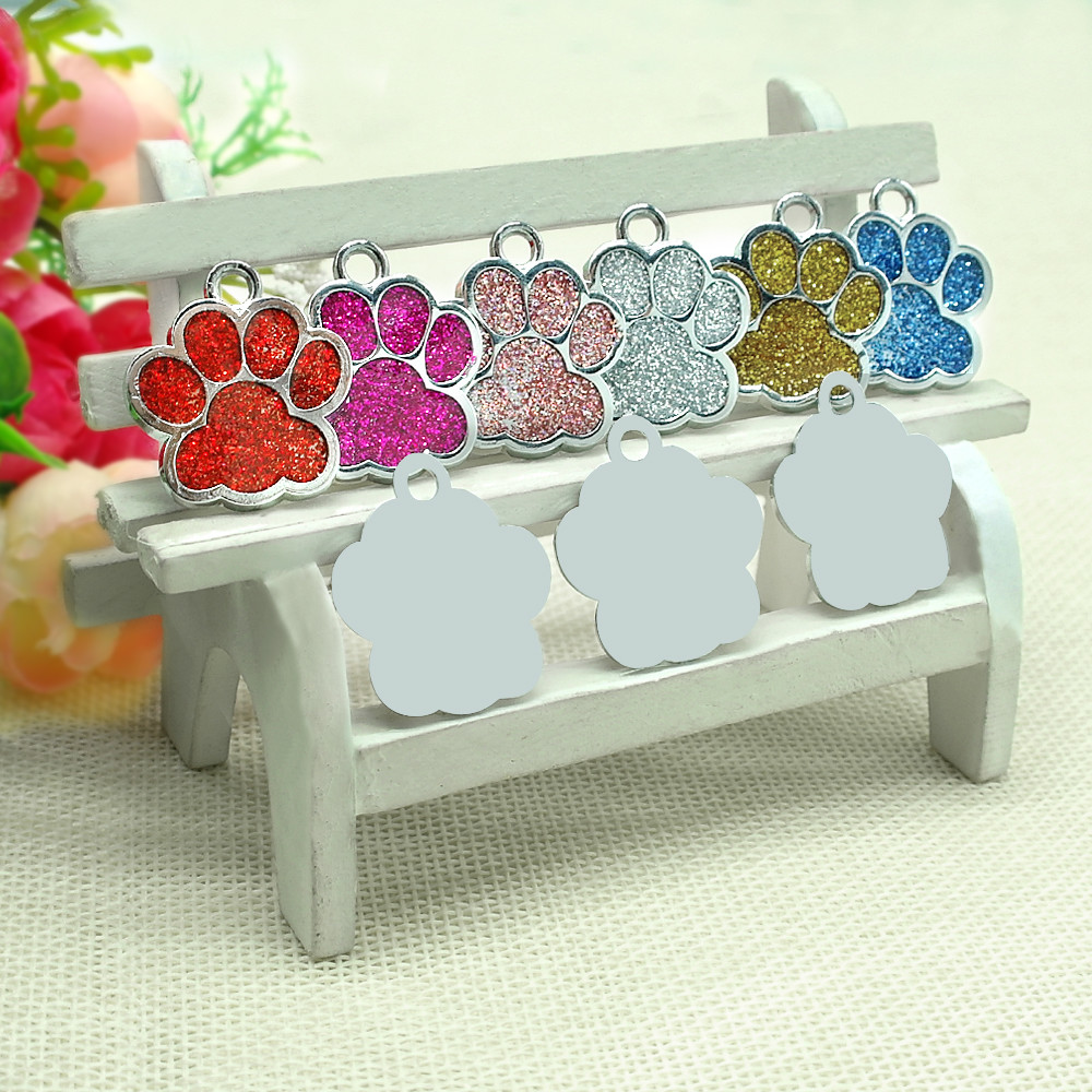 Personalized Dog Tags Engraved Puppy Pet ID Name Collar Tag Paw Glitter+ Whistle