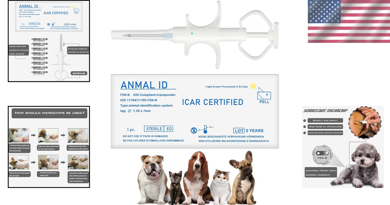 20 Universal FDX-B Pet Microchips 1.25x7mm – Proven Safety & Identification