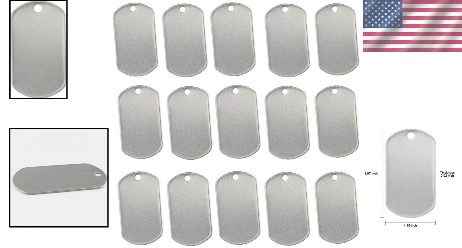 100PCS Blank Stainless Steel Dog Tags for Engraving – High Quality & Durable