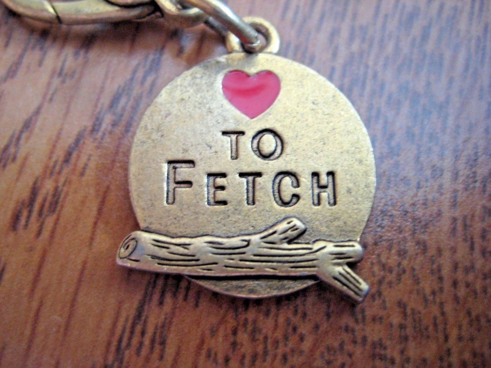 Gold Love To Fetch Dog Tag Charm Zipper Pull NEW