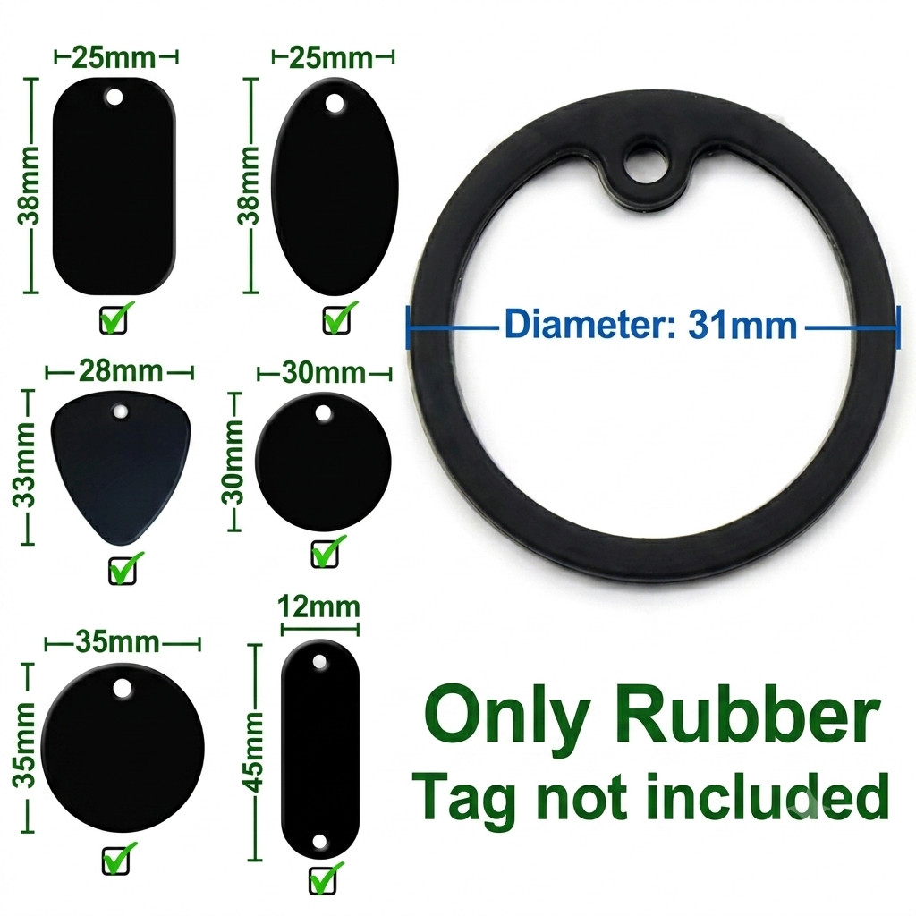 Black Rubber Pet ID Tag Silencer | Dog & Cat Collar Noise Muter Fits 30mm