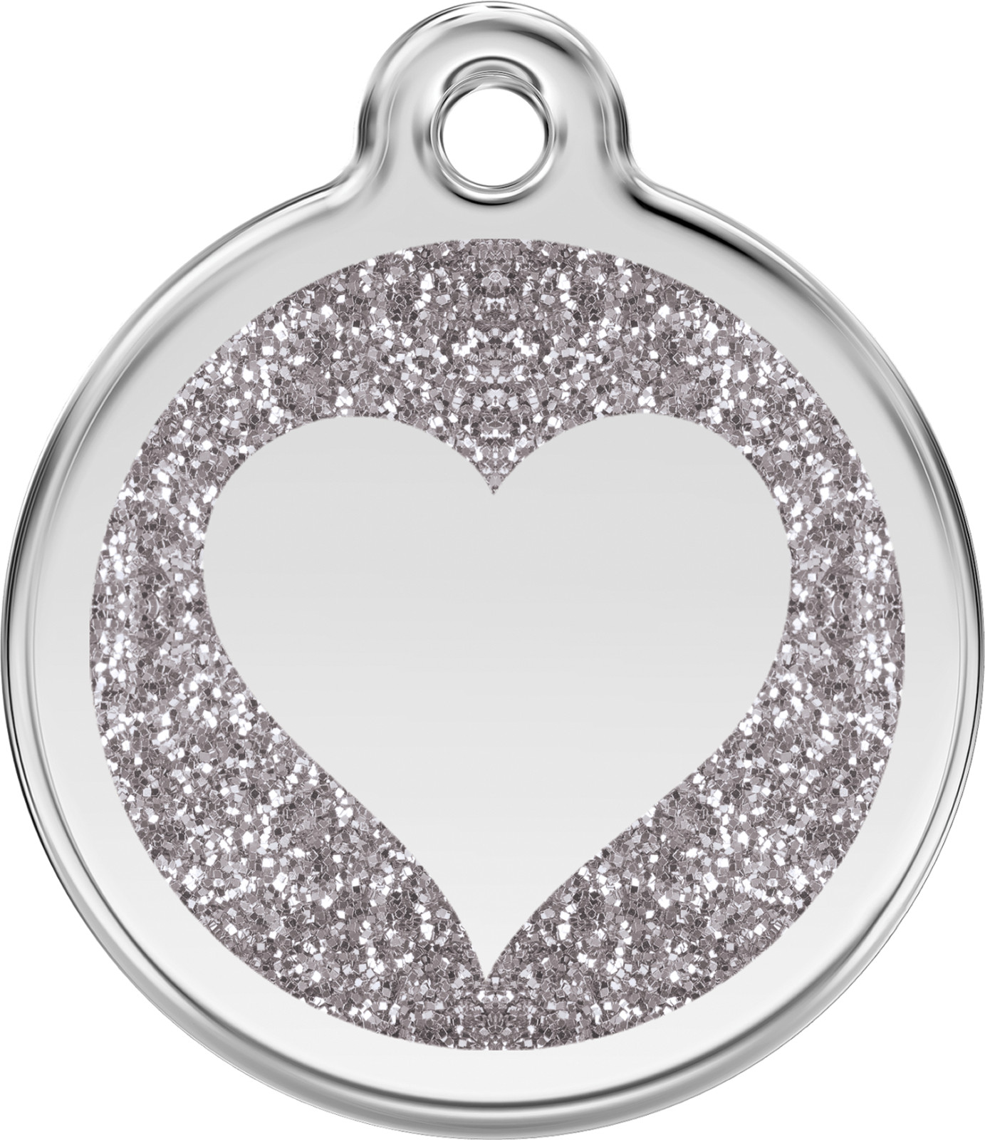 Red Dingo Heart Glitter ID Charm Dog Tag Red Blue Purple Pink Gold Silver Aqua