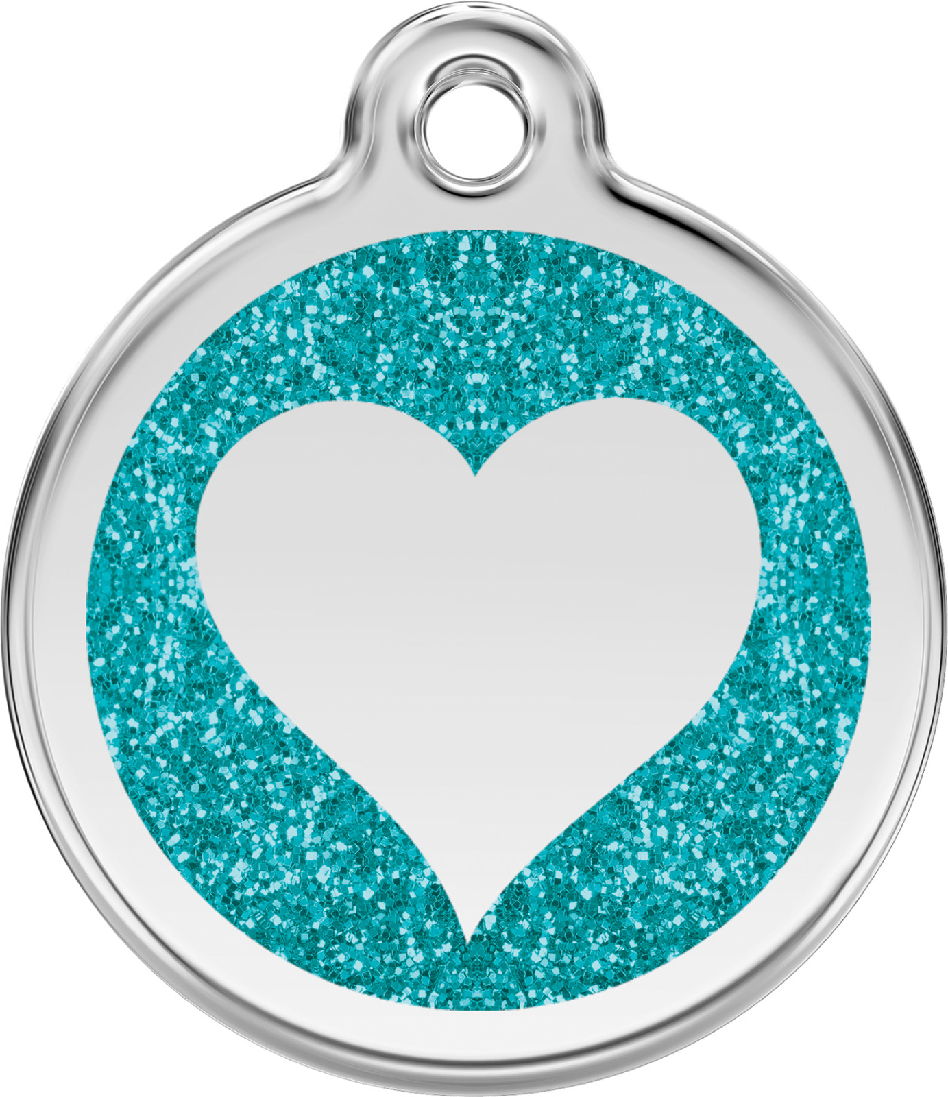 Red Dingo Heart Glitter ID Charm Dog Tag Red Blue Purple Pink Gold Silver Aqua