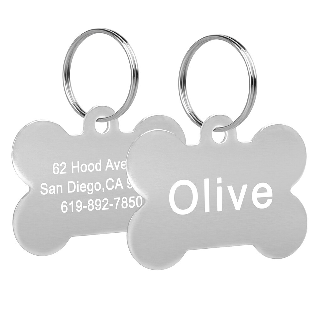 Personalized Pet ID Tags for Dogs Cats Bone Identification Collar Discs Engraved