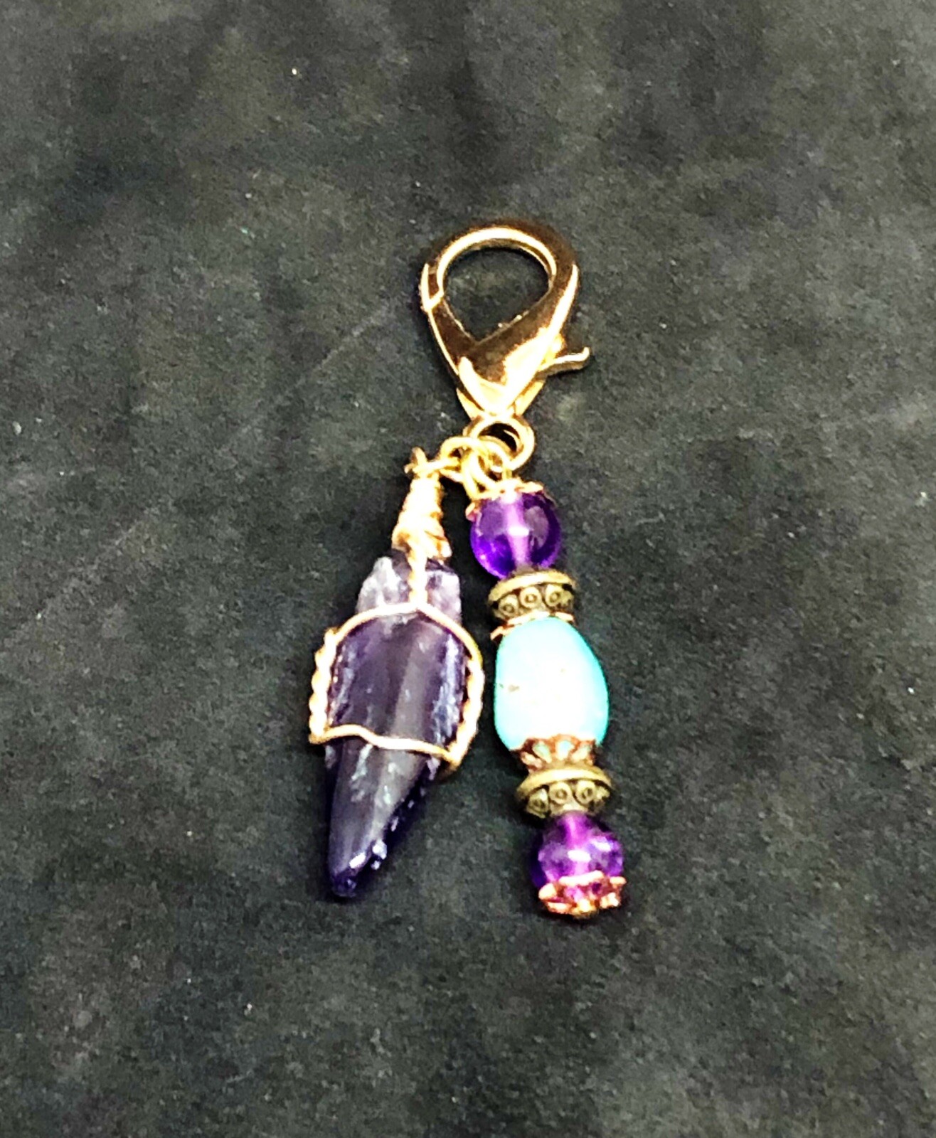 Amethyst & Turquoise Healing Pet Charm, Crystal Pet Charm, Protection Pet Charm,