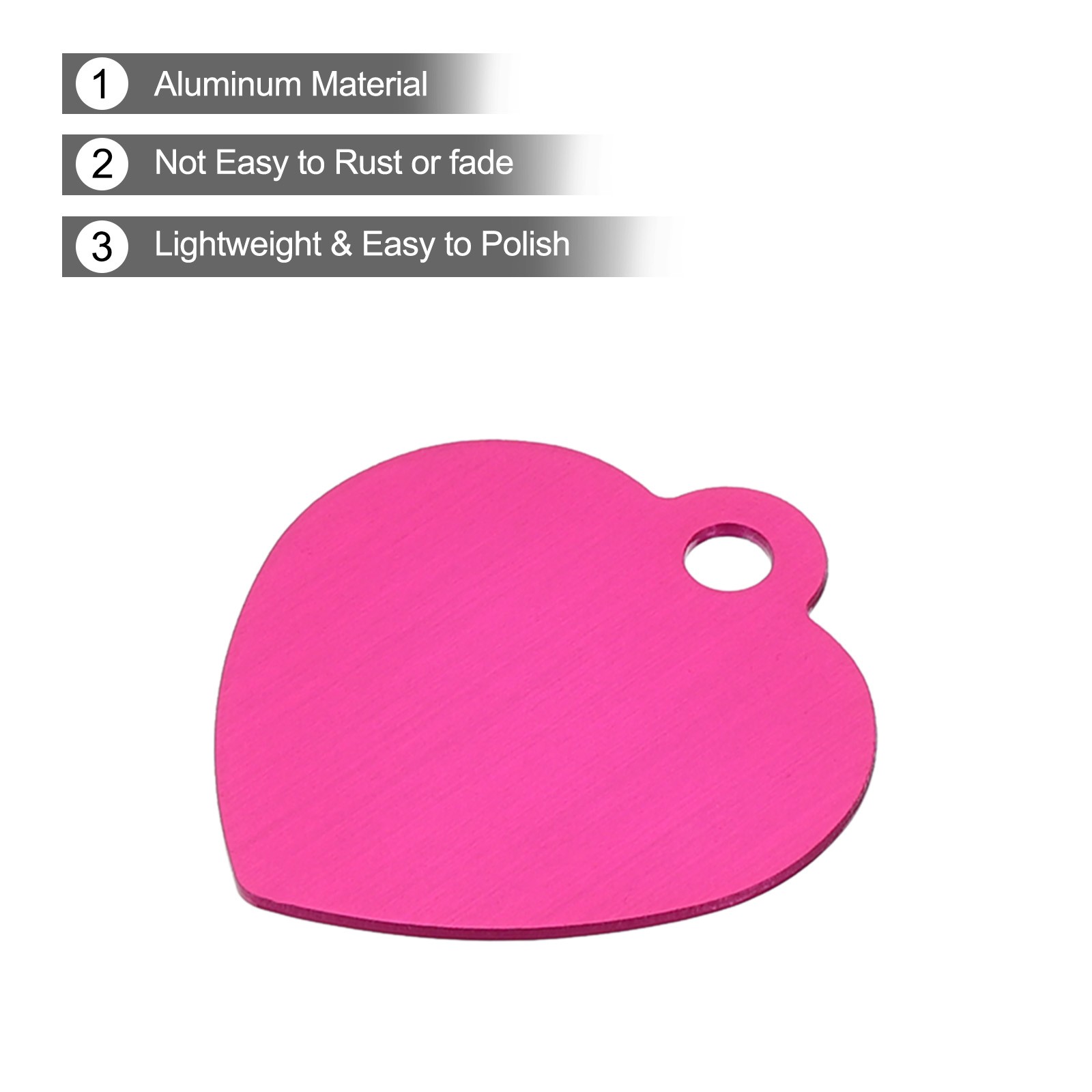 Pet ID Tags, Engraving Tags, Heart-Shape Dog ID Tag, Rose Red Blank Tags, 20pcs