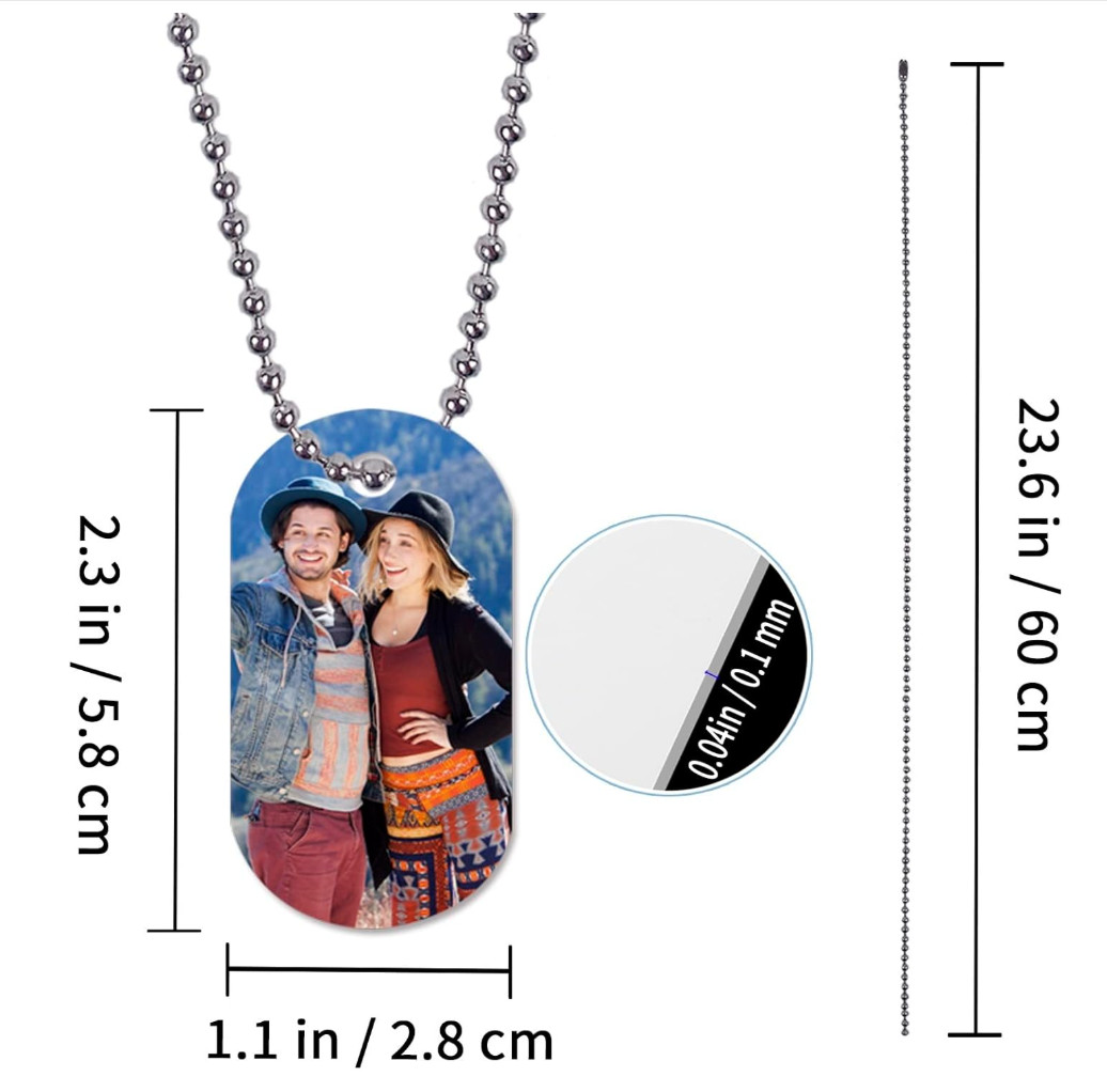 Custom Image Military Dog Tags ID Personalized Name Medical Family Love Pendant