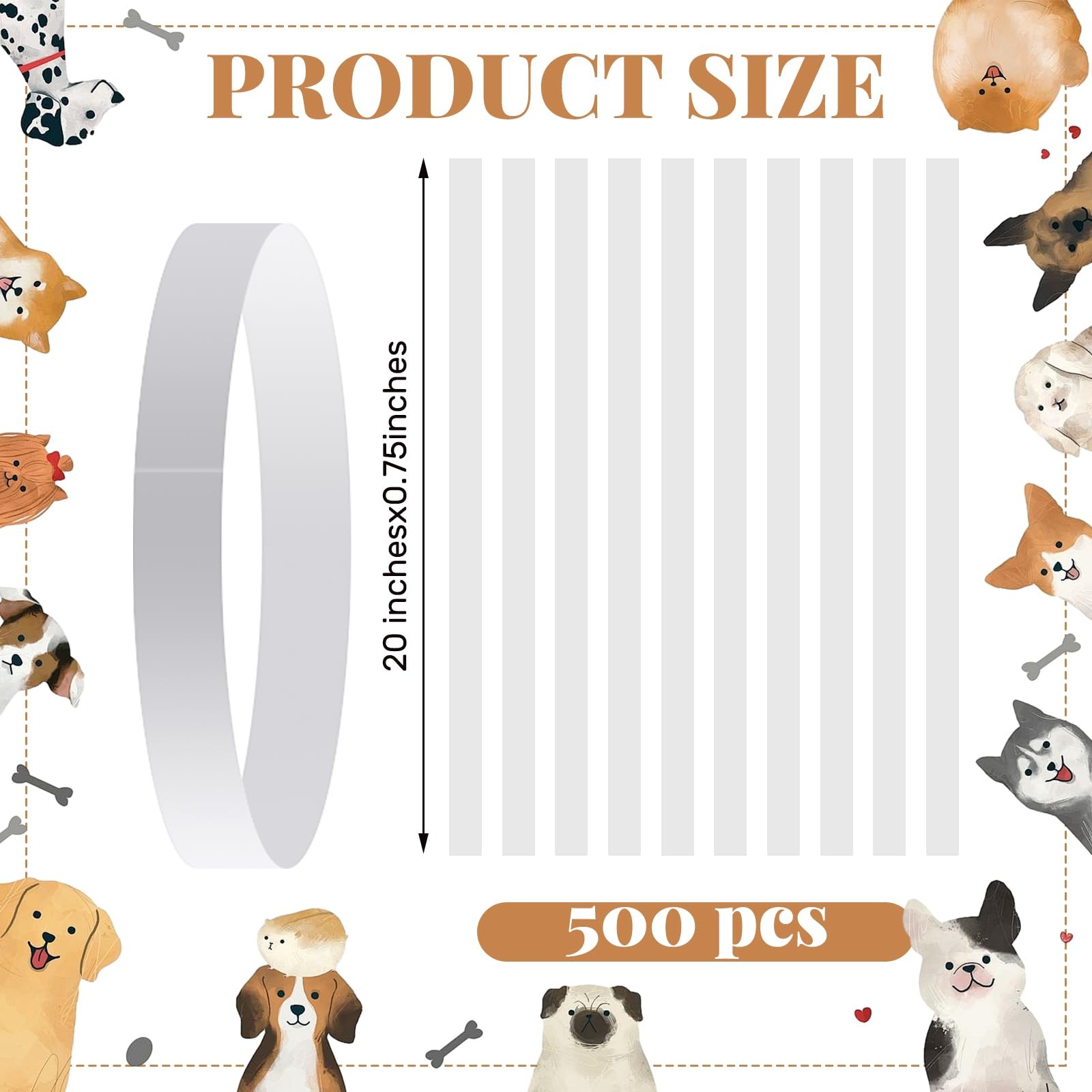 Clysee 500 Count 20inch Adjustable Paper Dog Collars with Tear Resistant Wate…