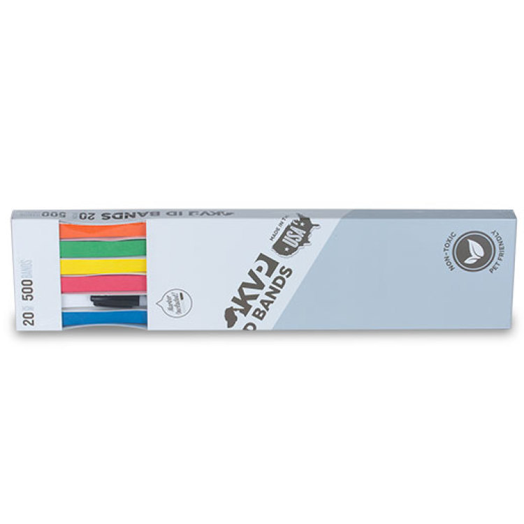 KVP ID Puppy & Kitten Bands 20″ in 6 Colors w/ Marker 500ct