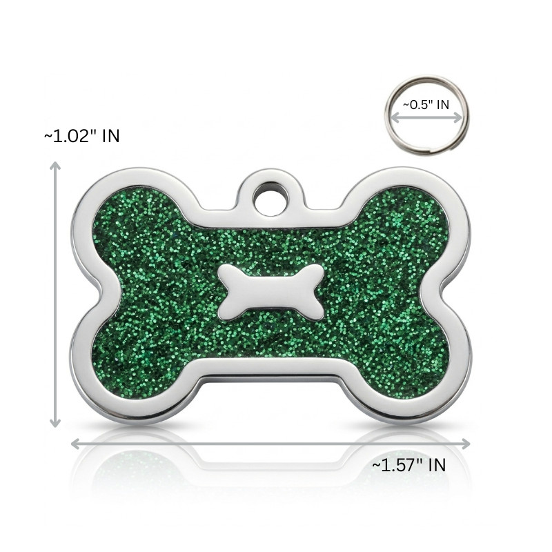 PET ID TAG CUSTOM ENGRAVED PERSONALIZED DOG CAT NAME TAGS Glitter Bone DOG TAG