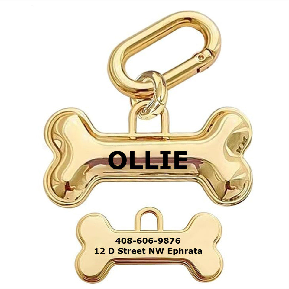 Custom Dog Tags Engraved Personalized Pet ID Name Plate 3D Bone Collar Charm