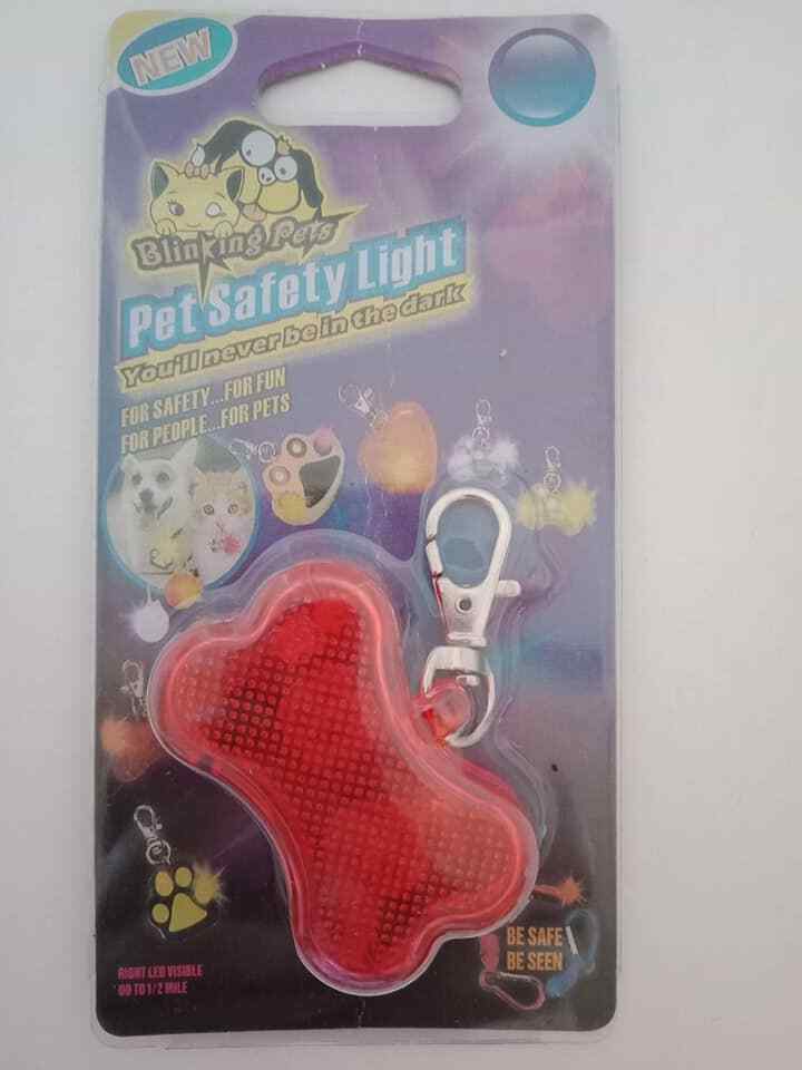 Dog safety light bone shaped red