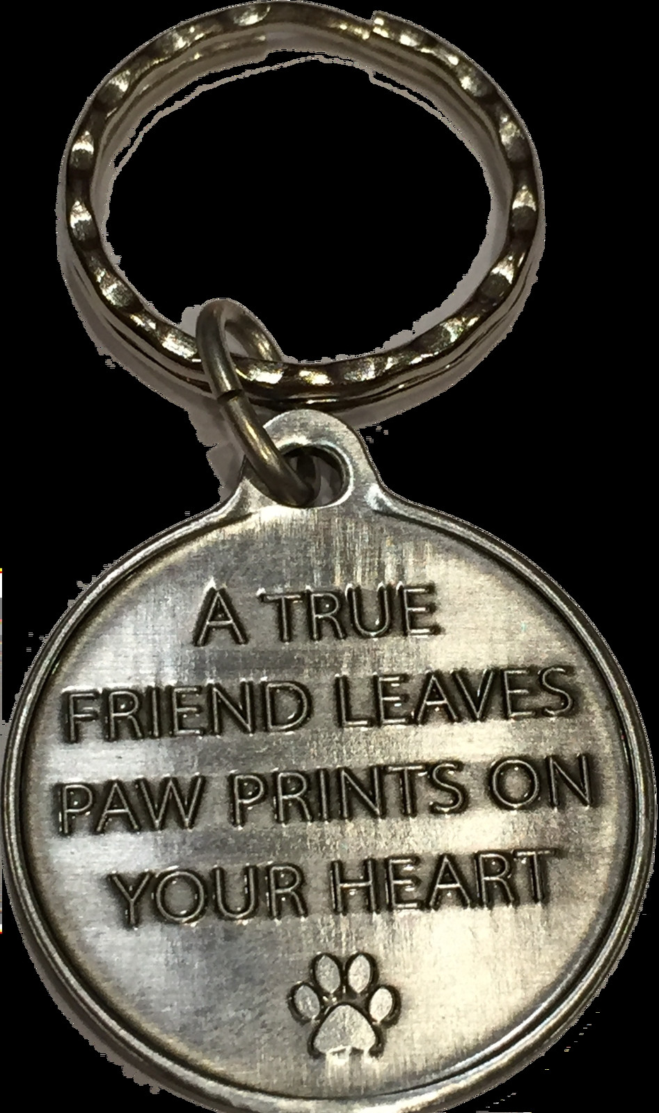 Dog Mom Paw Print Heart – A True Friend Dog Pet Key Chain Tag Keychain Pewter