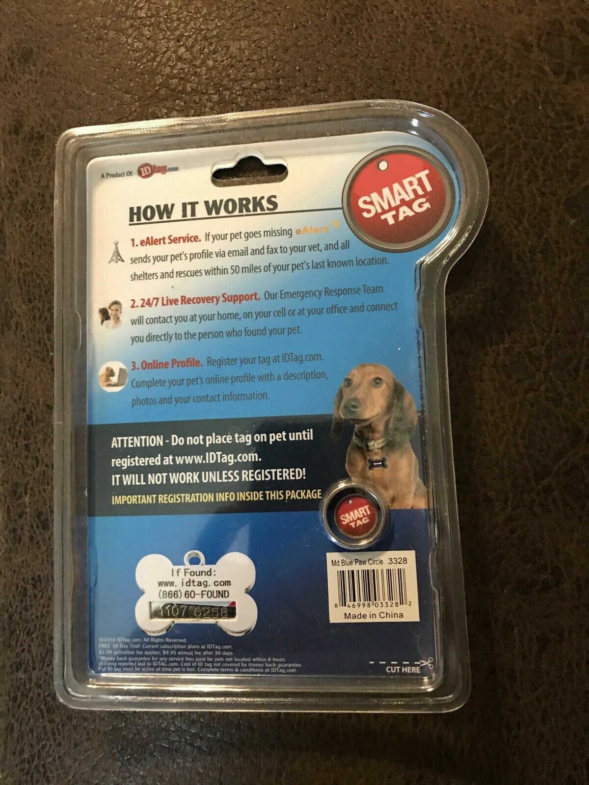 Find Lost Pets Fast!! Smart Tag Pet ID Medium Blue Paw print – New In Package