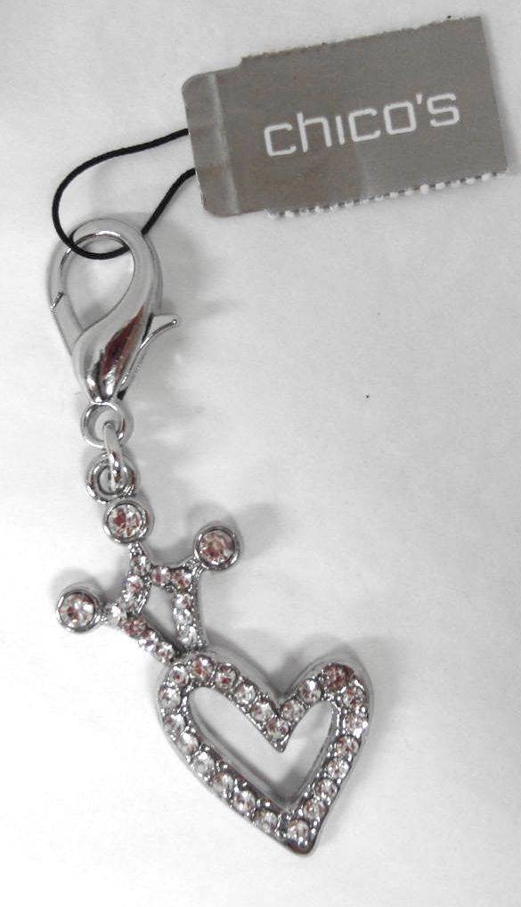 CHICO’S HEART DOG CHARM SILVER NWT $15