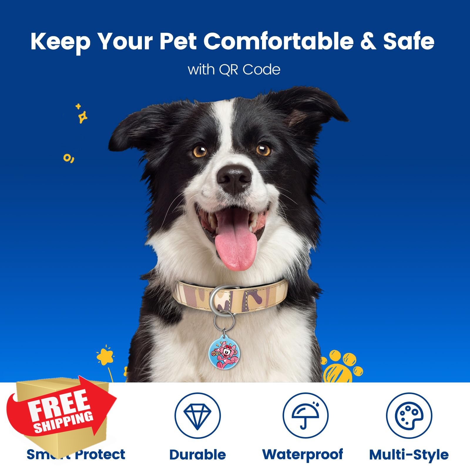Vivi QR Code Dog Tags 5-Pack Personalized Pet Profile Alerts