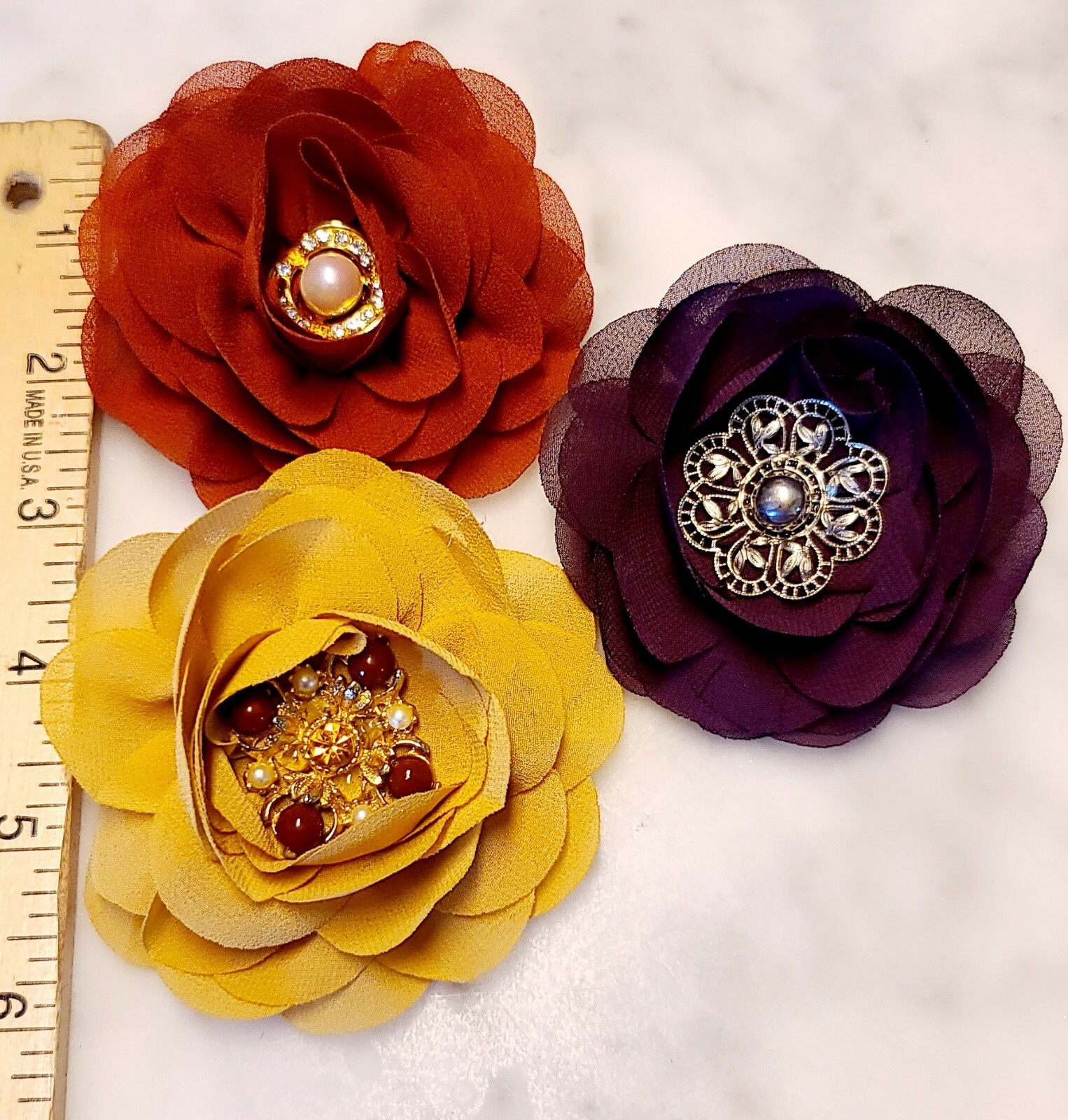 Pet Jewelry Floral Rhinestone Dog Cat Decorative Collar Charm Brooch x 3 #D19