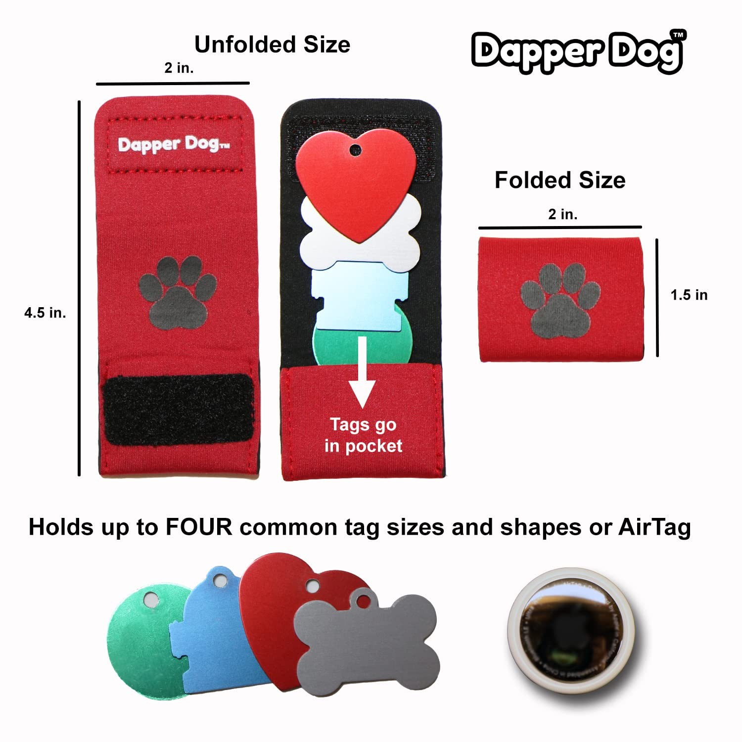 Dapper Dog Pet Tag Silencer and AirTag Holder Black